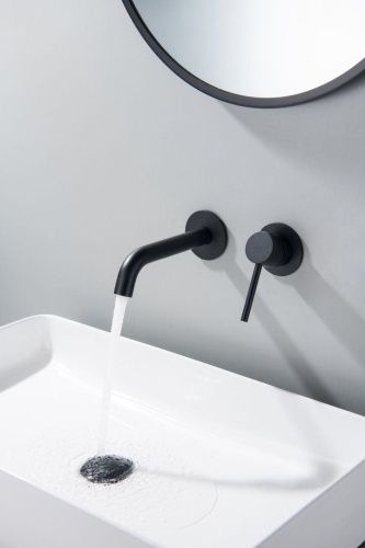 Смеситель для раковины Timo Saona 2372/03SM встраиваемый в стену черный - фото 3