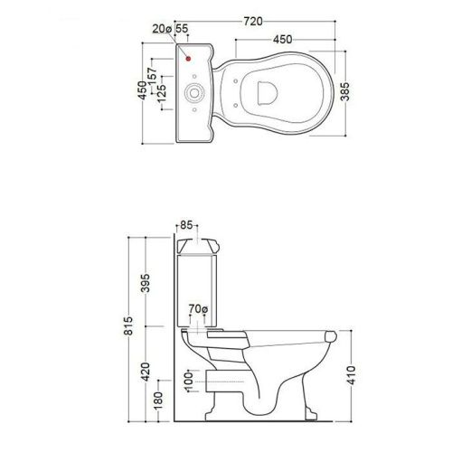Чаша унитаза напольная Kerasan Retro 101301 цвет белый без бачка без сиденья душевой смыв - фото 2