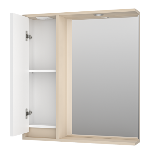 Зеркало-шкаф Brevita Balaton BAL-04075-03-01Л 70х80 подвесной цвет белый/бежевый - фото 4