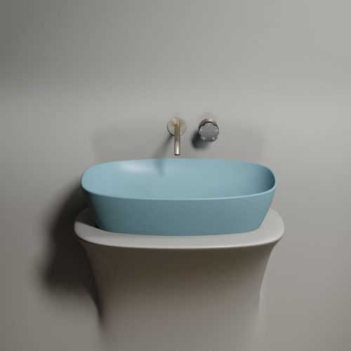 Раковина из сантехнического фарфора Ceramica Nova ELEMENT CN6049MLG 60х40 накладная цвет зеленый без отверстий под смеситель - фото 3