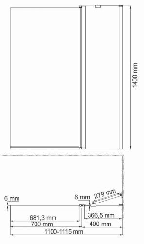 Душевая шторка на ванну Wasserkraft Berkel 48P 48P02-110RM 110х140 стекло матовое профиль хром ориентация правая - фото 5