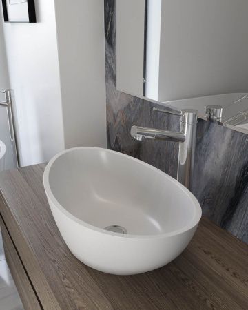 Раковина из искусственного камня Holbi EUROPE 1.02.005.11.1 50х30 накладная цвет белый без отверстий под смеситель