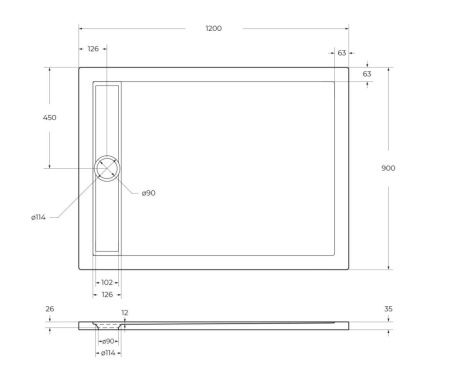 Душевой поддон акриловый BelBagno DUE TRAY-BB-DUE-AH-120/90-4-W0 120х90 белый
