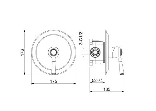 Смеситель для душа Aquatek КЛАССИК AQ1566CR встраиваемый в стену хром - фото 4