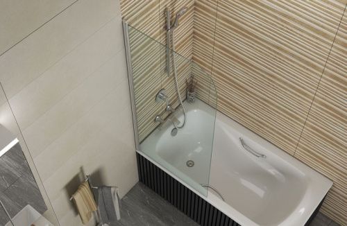 Душевая шторка на ванну Bravat Alfa BG070.5110A-1 70х150 стекло прозрачное профиль хром ориентация универсальная - фото 4