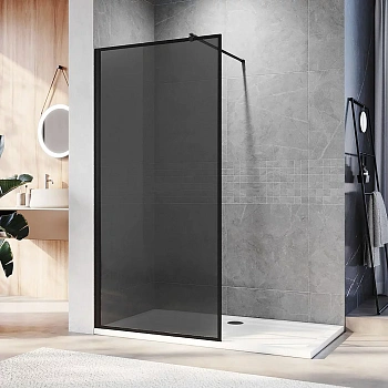 Душевая перегородка Veconi Korato KR81B-110-05-C8 110х200 стекло тонированное профиль черный