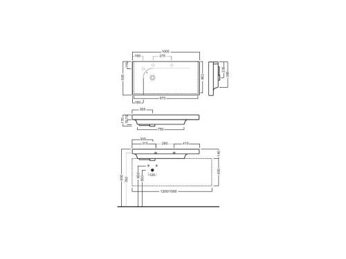 Раковина из сантехнического фаянса Hatria GRANDANGOLO Y0VA01 100х50 подвесная цвет белый - фото 3
