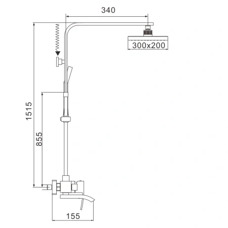 Душевая стойка Rose R1556F настенная цвет белый