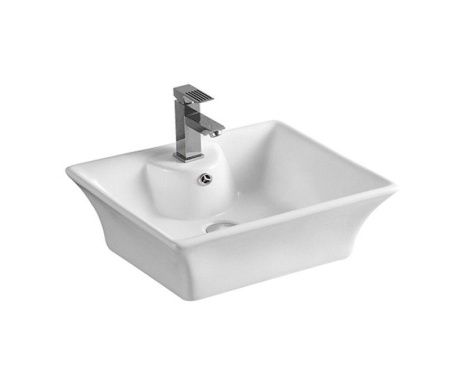 Раковина из сантехнического фаянса CeramaLux 9108 50х40 накладная цвет белый 1 отверстие под смеситель