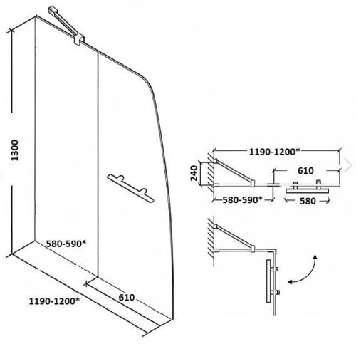 Душевая шторка на ванну Parly F03F 120х130 стекло матовое профиль белый ориентация универсальная - фото 4