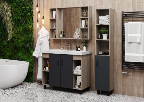 Тумба под раковину Onika Тимбер 110010 100х50 напольная цвет серый/коричневый - фото 5