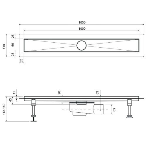 Душевой лоток Timo Drain Systems DS230210/03 105х10 черный - фото 2