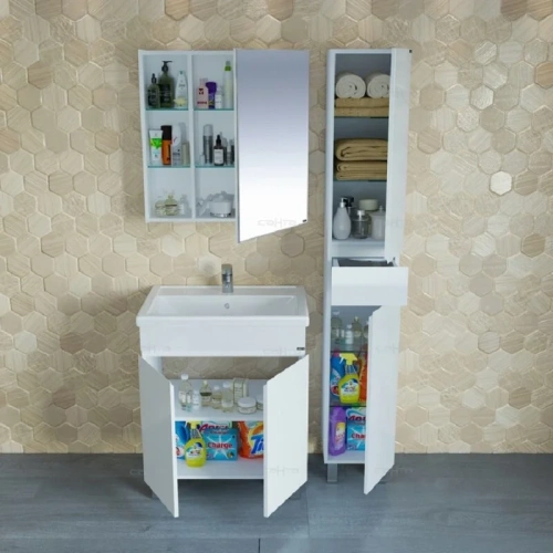 Шкаф-пенал СанТа Марс 700247 30х180 напольный цвет белый - фото 3