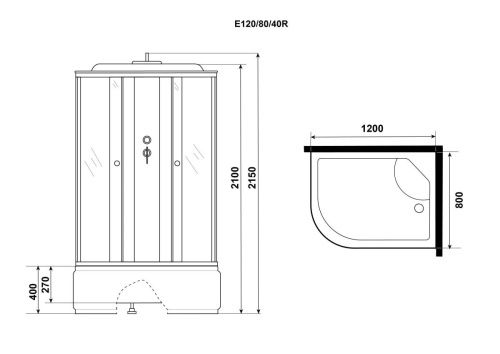Душевая кабина Niagara Eco E120/80/40R/TN 120х80 асимметричная с крышей ориентация правая - фото 4