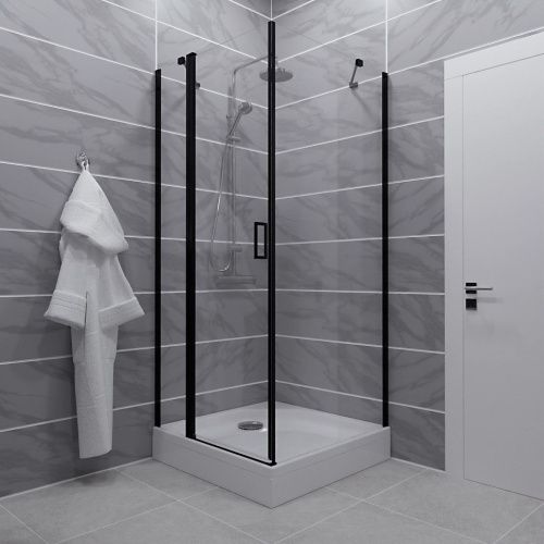 Душевой уголок Тритон Йота Щ0000054037 90х90 стекло прозрачное профиль черный с поддоном - фото 5