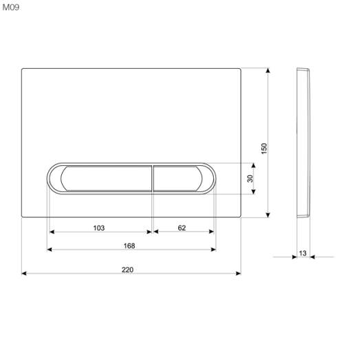 Клавиша смыва механическая KK POL M09 V1 350/PPC/063-00-03 цвет черный/хром - фото 2