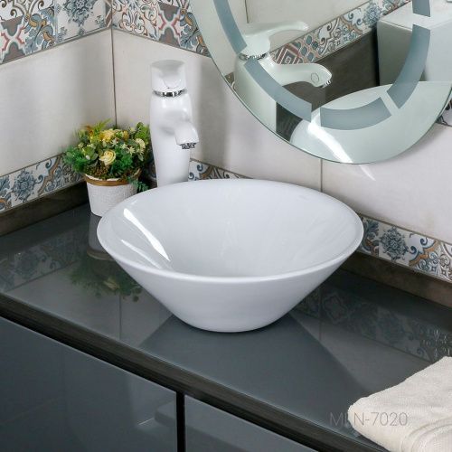 Раковина из сантехнического фарфора Melana 7020-805 40х40 накладная цвет белый без отверстий под смеситель - фото 3