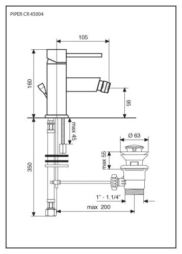 Смеситель Emmevi Piper 45004/OR на биде золото - фото 2