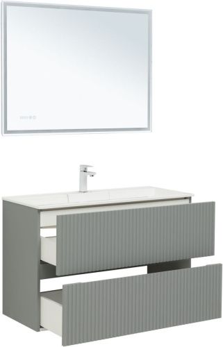 Тумба под раковину Aquanet Джейн 00313320 100х40 подвесная цвет серый - фото 4