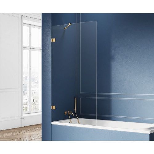 Душевая шторка на ванну New Trendy AVEXA GOLD BRUSHED EXK-2007 80х150 стекло прозрачное профиль золото ориентация универсальная - фото 2