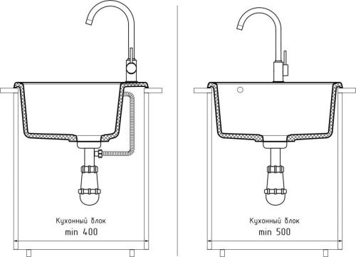 Кухонная мойка Granfest Quarz 48 темно-серый 50х50 цвет серый поверхность матовая - фото 4
