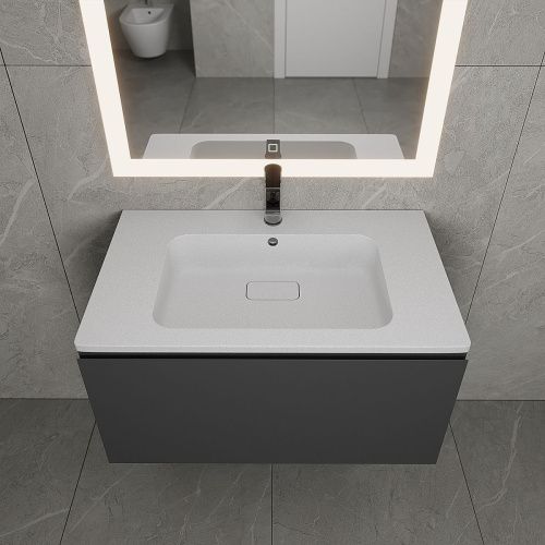 Раковина из искусственного камня Uperwood Lagoon Quartz 297000017 80х50 полувстраиваемая цвет белый - фото 4