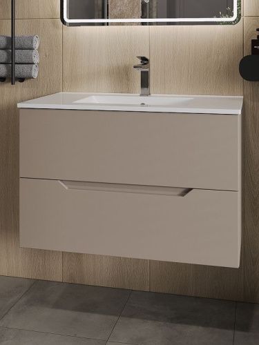 Тумба с раковиной Orange Line Li-80TuL+Ra 80х50 подвесная цвет коричневый - фото 2