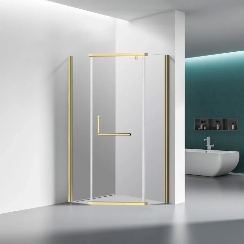 Душевой уголок Veconi Rovigo RV36G-90-01-C5 90х90 стекло прозрачное профиль золото без поддона