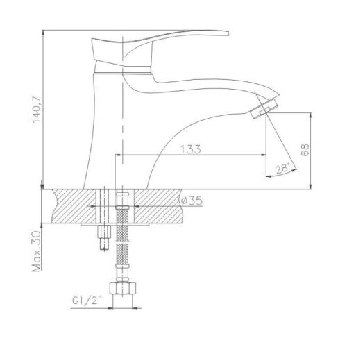 Смеситель Cron CN1001 на раковину хром - фото 3