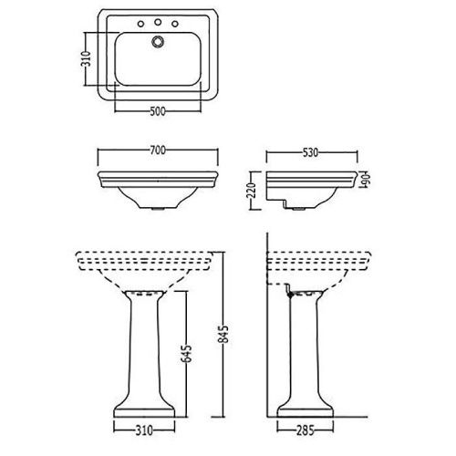 Раковина керамическая Devon Devon Etoile IBLG1FET 70 см подвесная цвет белый 1 отверстие под смеситель - фото 2