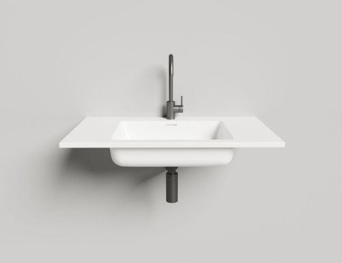 Раковина из искусственного камня S-Stone Salini ONDA 1402201M 80х50 встраиваемая цвет белый 1 отверстие под смеситель - фото 2