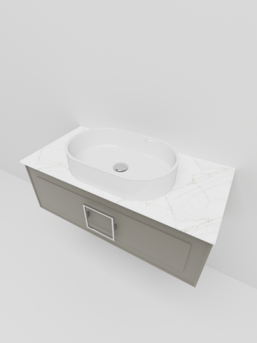 Тумба со столешницей La Fenice CUBO NFNC-01-CUB-C-90-3-GG 90х50 подвесная цвет бежевый - фото 3