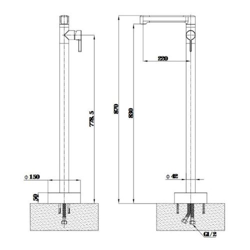 Смеситель Esko Sochi SC26XL напольный хром - фото 3
