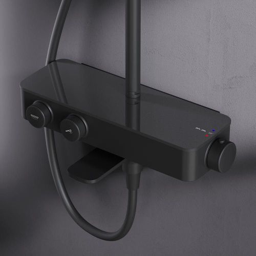 Душевая стойка Am.Pm Inspire V2.0 F0750A522 настенная цвет черный с термостатом - фото 4