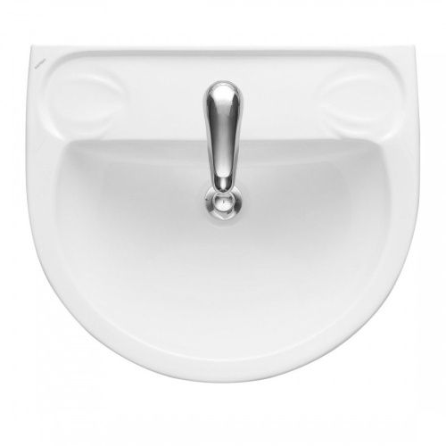 Раковина из сантехнического фарфора Santeri Лотос 131106S0010B0 60х50 подвесная цвет белый 1 отверстие под смеситель - фото 2