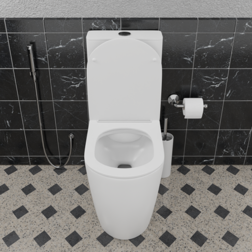 Унитаз напольный с бачком CeramaLux 1289А белый с сиденьем микролифт безободковый - фото 3