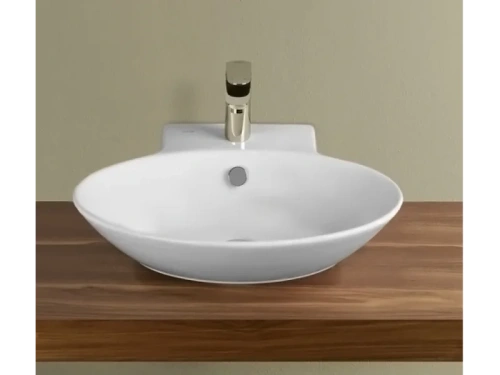 Раковина из сантехнического фарфора Vitra Geo 4424B003-0001 60х50 накладная цвет белый 1 отверстие под смеситель - фото 2