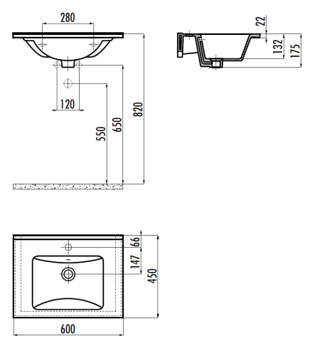 Раковина из сантехнического фарфора Creavit Su SU060-00CB00E-0000 60х50 накладная цвет белый 1 отверстие под смеситель - фото 2