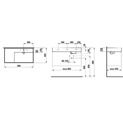 Раковина керамическая Laufen Kartell 8.1033.9.000.111.1 90х50 накладная цвет белый 1 отверстие под смеситель - фото 2
