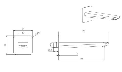 Излив для ванны Aquatek ВЕГА AQ1041CR настенный хром - фото 3