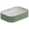 Раковина керамическая GSG Ceramic Design Easy EALAVTP60BI000/031 60х40 накладная цвет белый/зеленый без отверстий под смеситель