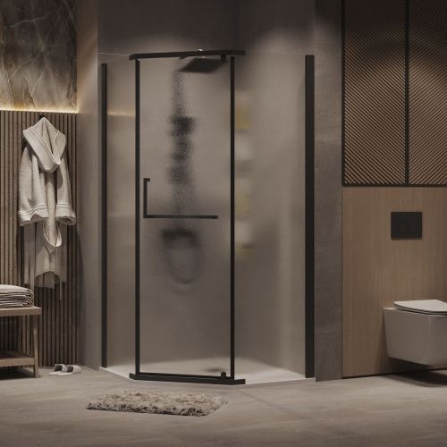 Душевой уголок Grossman Pragma 302.K33.03.1010.21.02 100х100 стекло текстурное профиль черный без поддона - фото 3