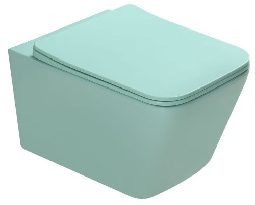 Унитаз подвесной SantiLine SL-5007LG цвет светло-зеленый с сиденьем микролифт безободковый смыв воронка-водоворот - фото 5