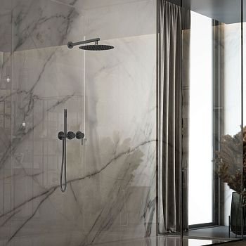 Душевая система Vincea VSFW-4G01GM встраиваемая в стену цвет вороненая сталь с термостатом