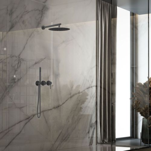 Душевая система Vincea VSFW-4G01GM встраиваемая в стену цвет вороненая сталь с термостатом