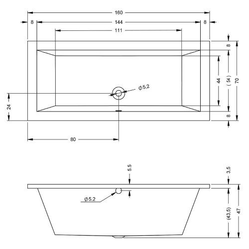 Ванна акриловая Riho LUSSO B013001005 160х70 пристенная прямоугольная без ножек - фото 2