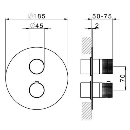 Смеситель для душа Cisal X1018200D1 встраиваемый в стену нержавеющая сталь с термостатом - фото 2
