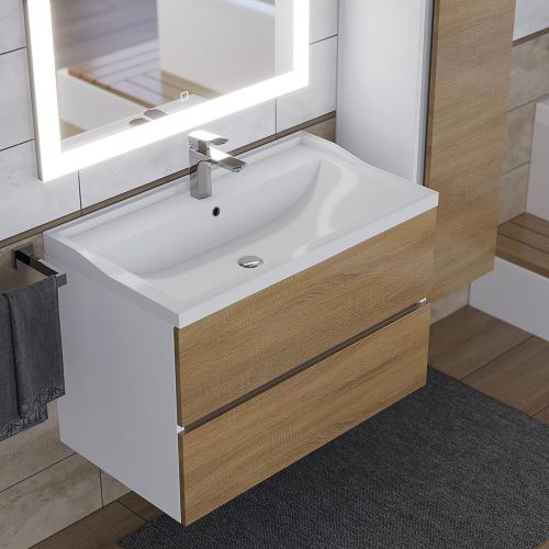 Раковина из искусственного камня Uperwood Family 293020630 80х50 полувстраиваемая цвет белый - фото 4