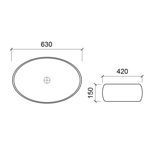 Раковина из сантехнического фарфора WesnaArt Nova 4060-NOV03 60х40 накладная цвет белый - фото 2