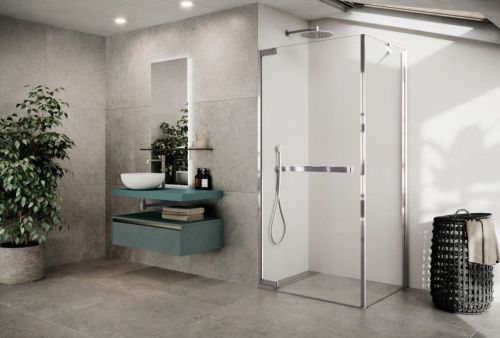 Душевая перегородка Novellini N180 N180FG90-1K 90х200 стекло прозрачное профиль хром - фото 2